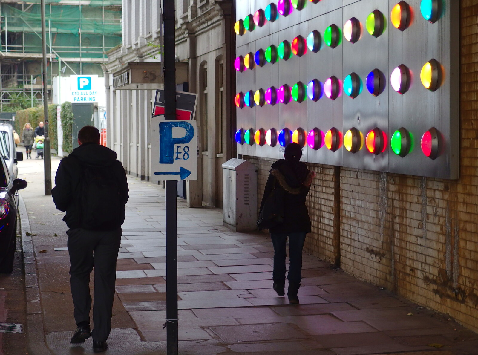 SwiftKey's Arcade Cabinet, and the Streets of Southwark, London - 5th December 2013: The Smarties lights on Southwark Street