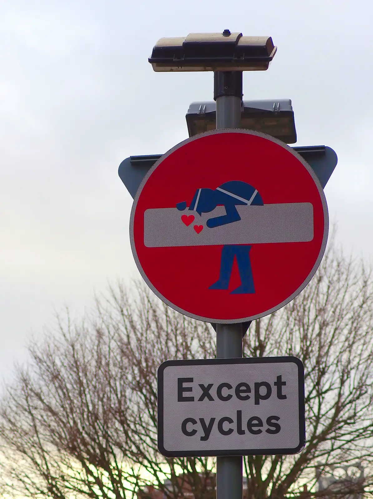 Street art: a nicely modified no-entry sign, from SwiftKey's Arcade Cabinet, and the Streets of Southwark, London - 5th December 2013