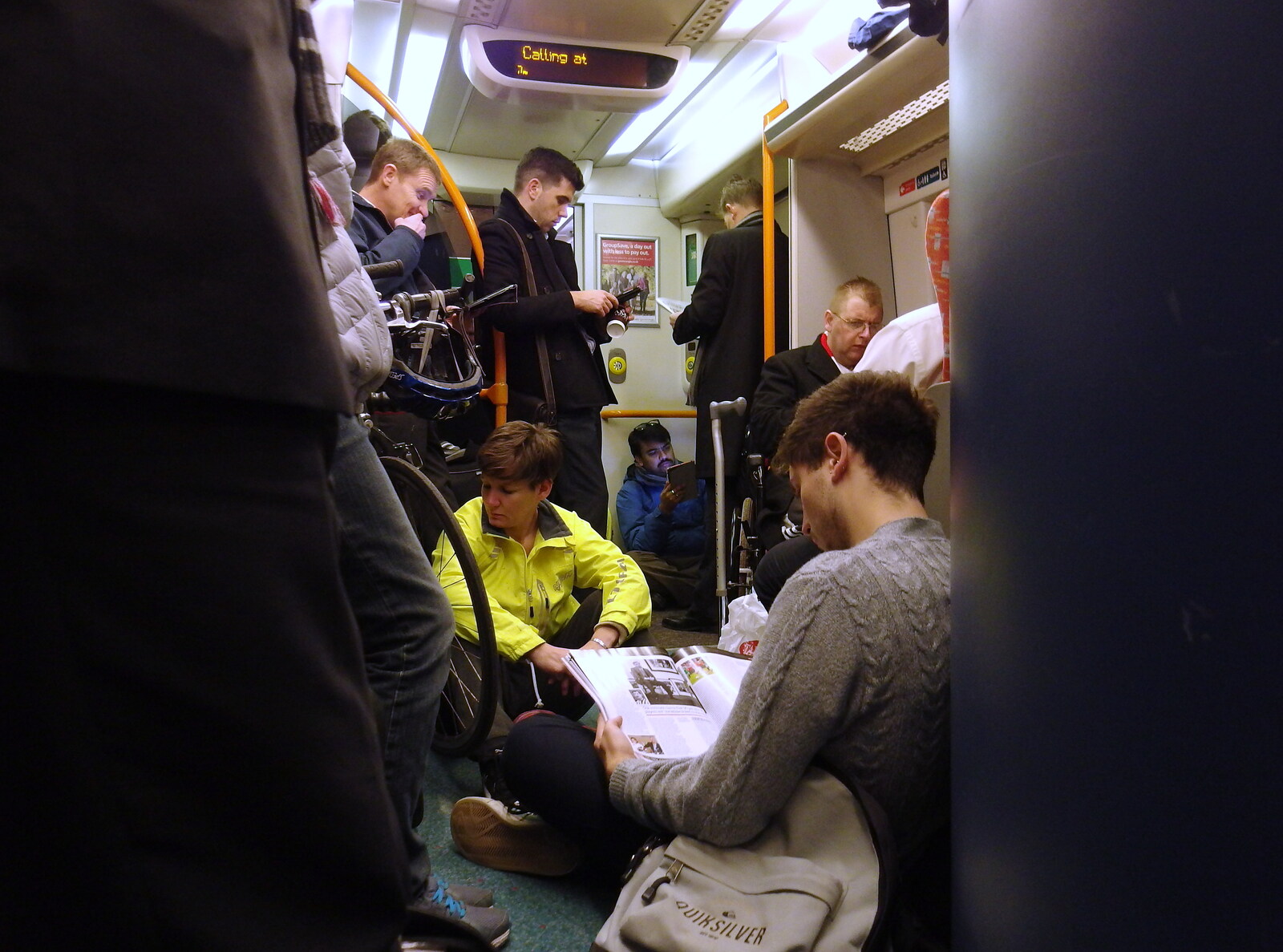 SwiftKey's Arcade Cabinet, and the Streets of Southwark, London - 5th December 2013: The packed train to Norwich