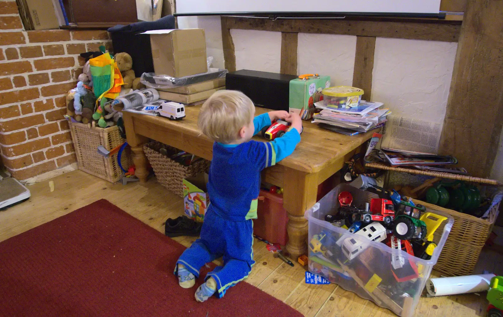 Harry plays with some toys in the lounge, from The Eye Lights, Eye, Suffolk - 6th December 2013