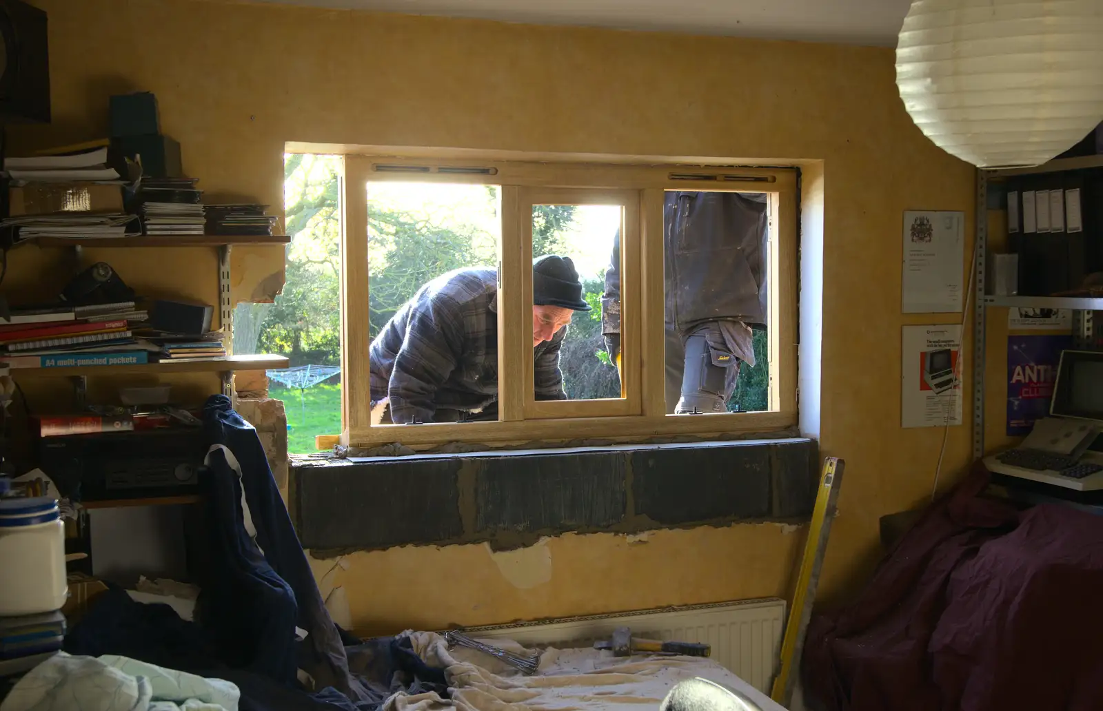 Richard the builder puts in a new window, from The Eye Lights, Eye, Suffolk - 6th December 2013