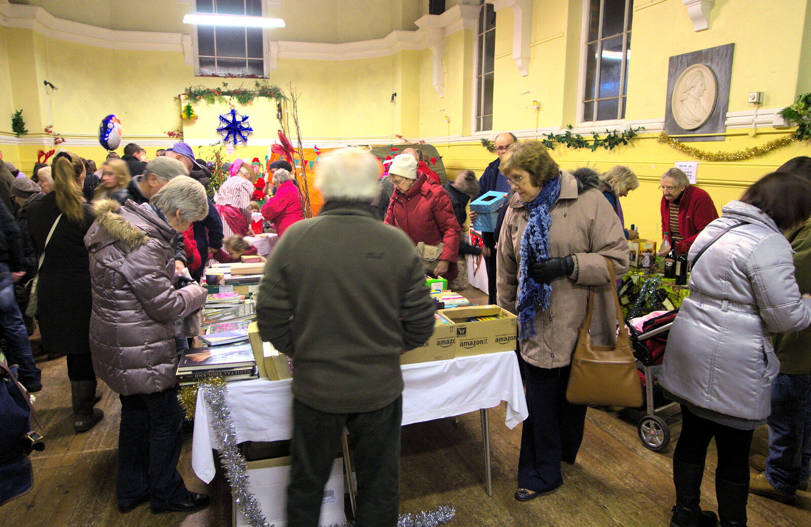 Some sort of jumble sale is on in the town hall from The Eye Lights, Eye, Suffolk - 6th December 2013