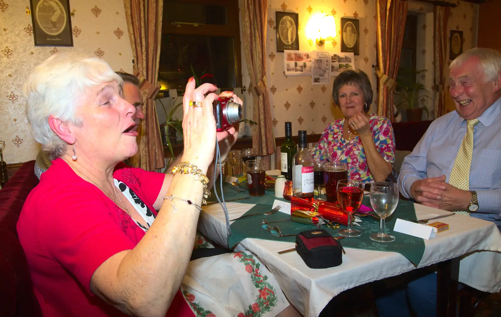 Spammy takes a photo, from The BSCC Christmas Dinner, Brome, Suffolk - 7th December 2013