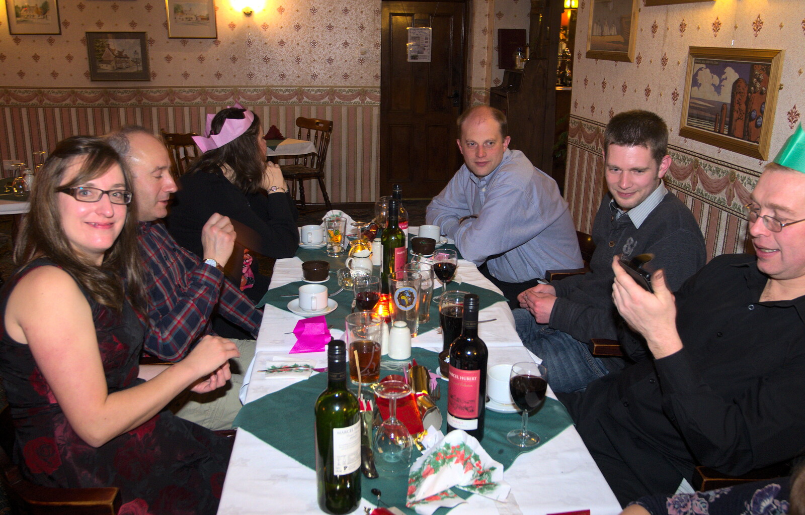 Suey, DH, Claire, Paul, The Boy Phil and Marc from The BSCC Christmas Dinner, Brome, Suffolk - 7th December 2013