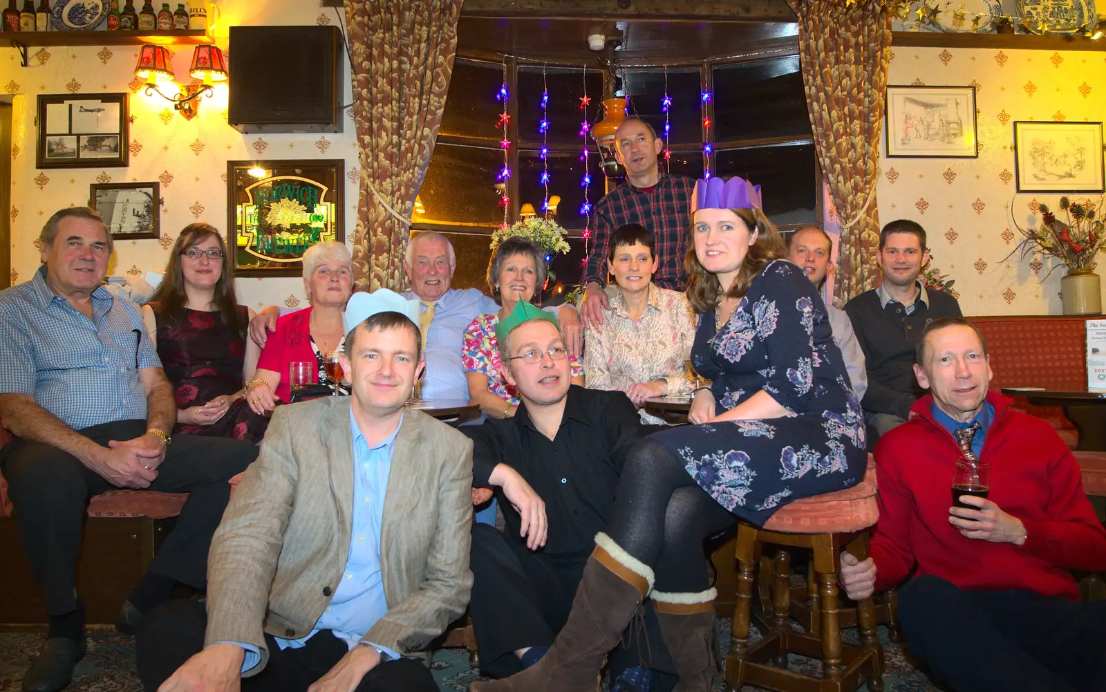 Nosher gets in on the group photo action, from The BSCC Christmas Dinner, Brome, Suffolk - 7th December 2013