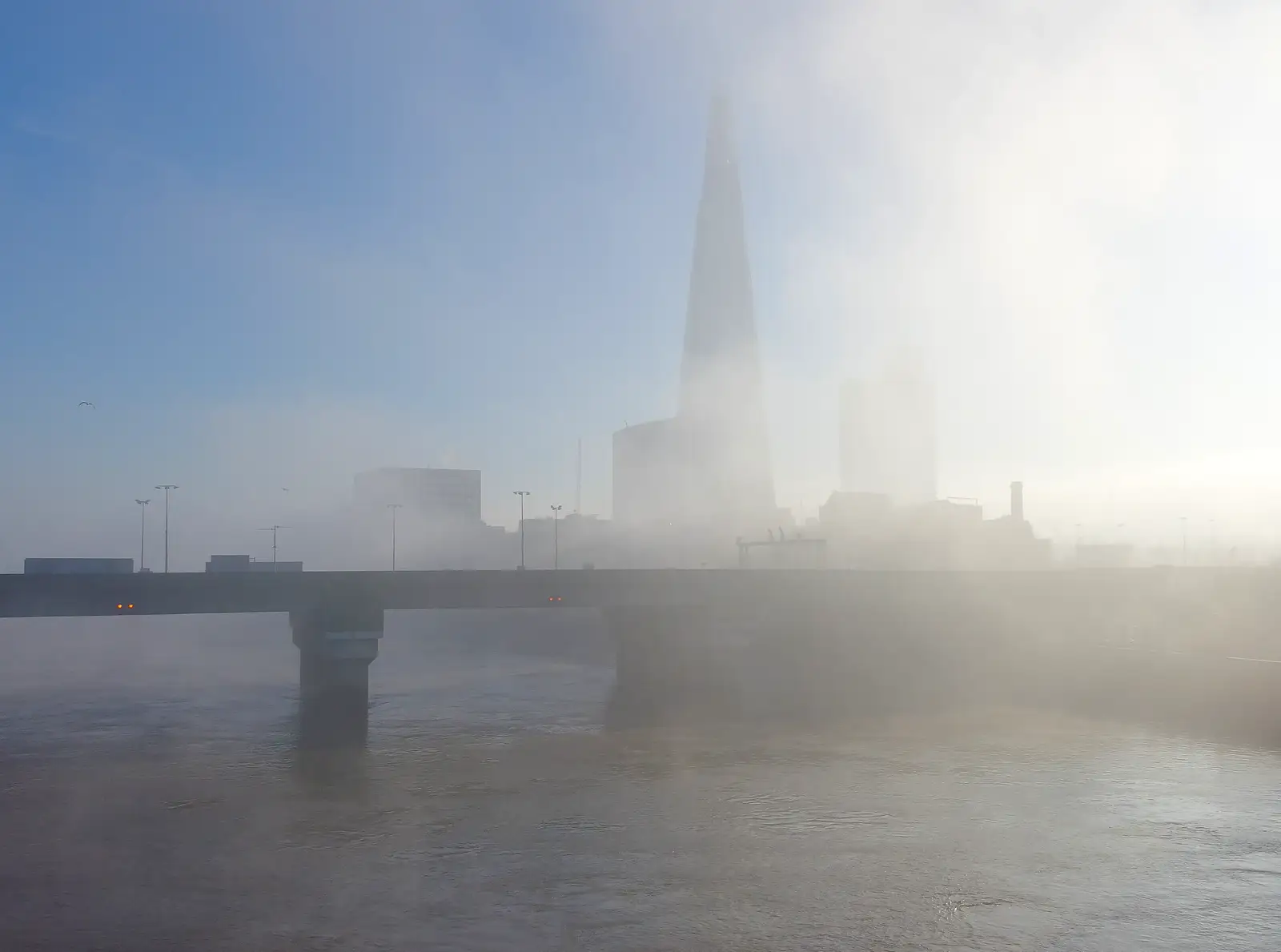 The Shard looms out of the fog above Cannon Street, from Saturday Café Life, Diss, Norfolk - 14th December 2013