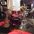 Henry's kit and Rob's leopard-skin guitar case, Saturday Café Life, Diss, Norfolk - 14th December 2013