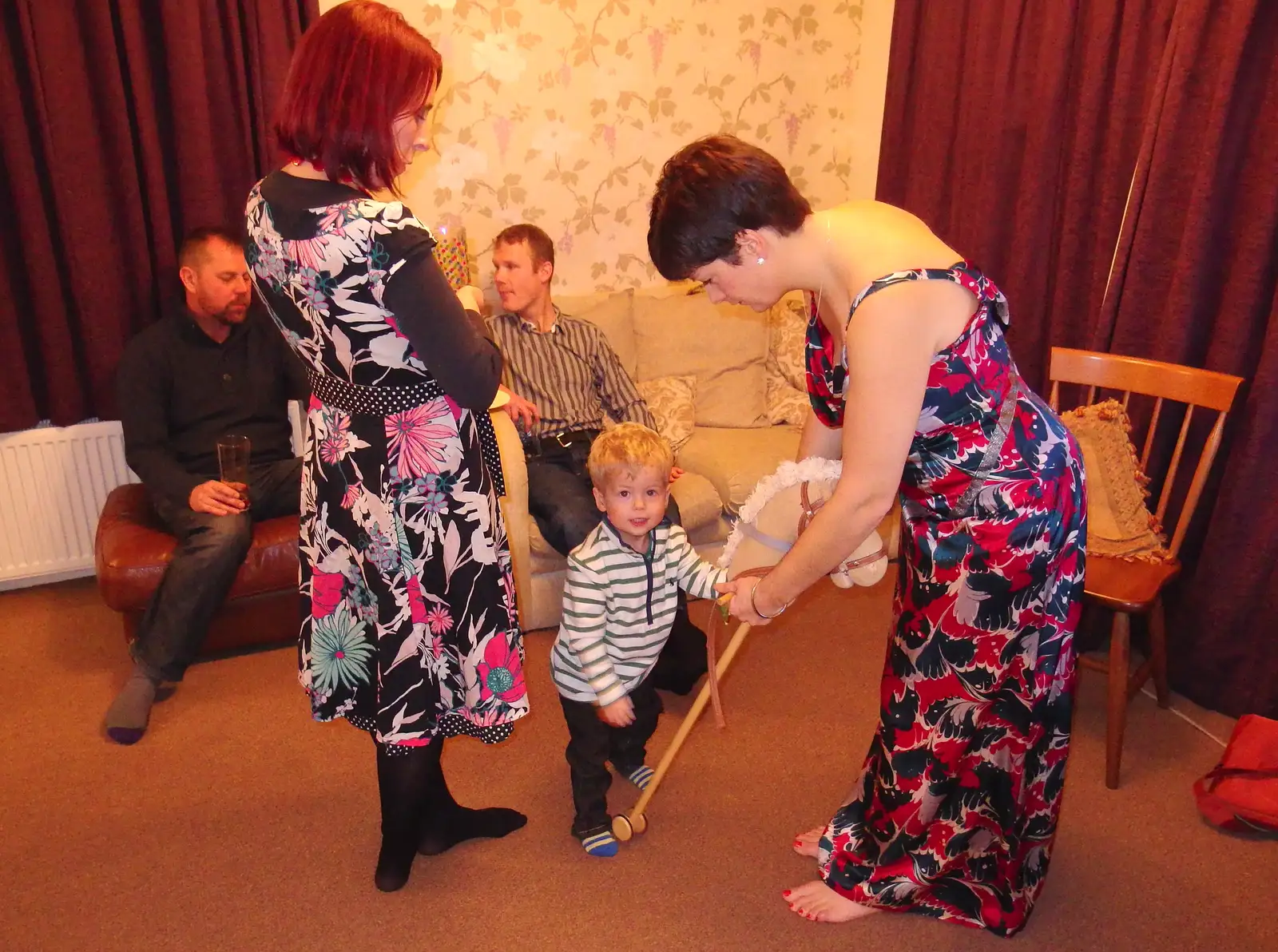 Jack gets a horse on rollers, from A Christmas Party, Brome, Suffolk - 21st December 2013