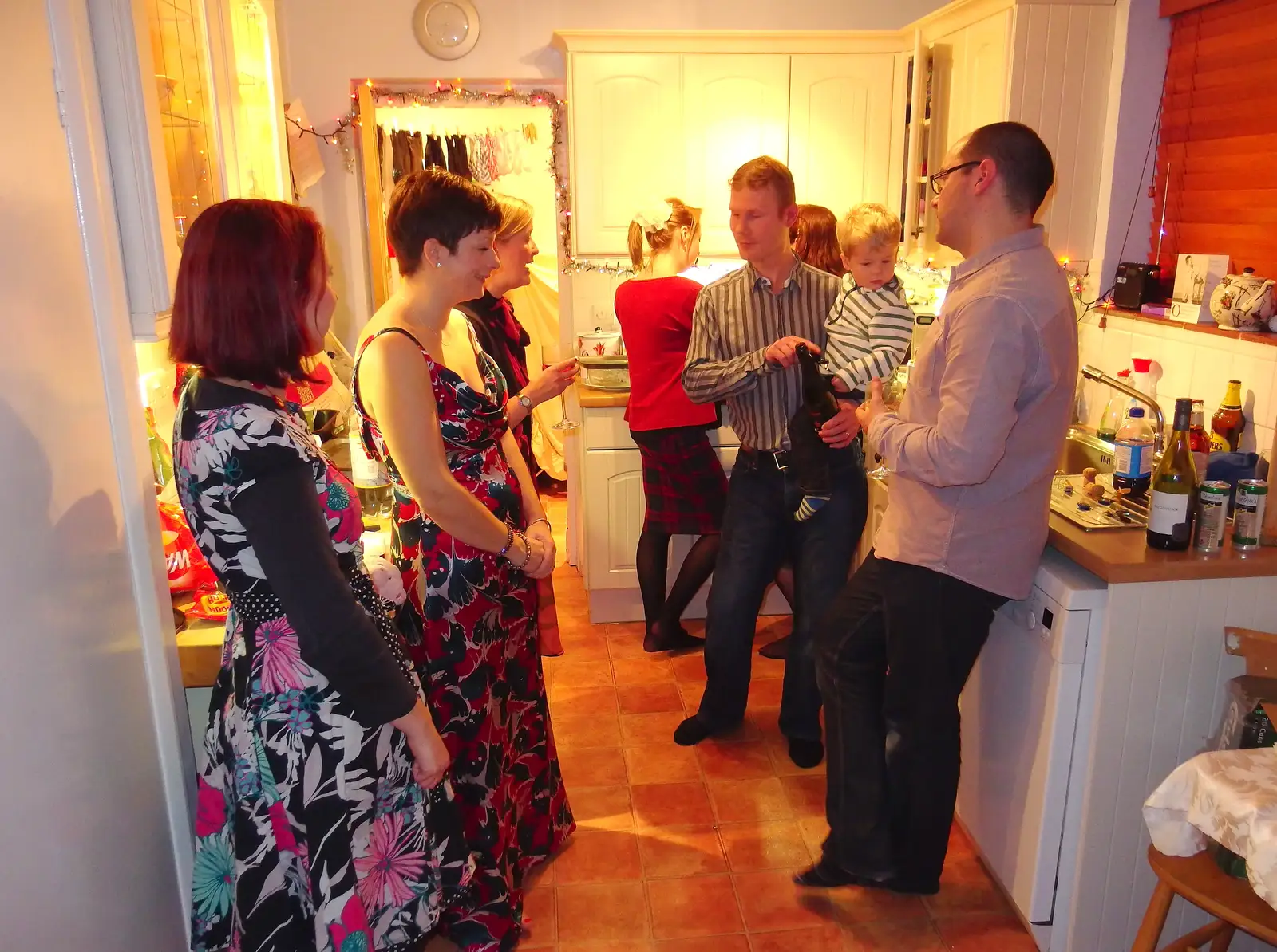 Action in the kitchen, from A Christmas Party, Brome, Suffolk - 21st December 2013