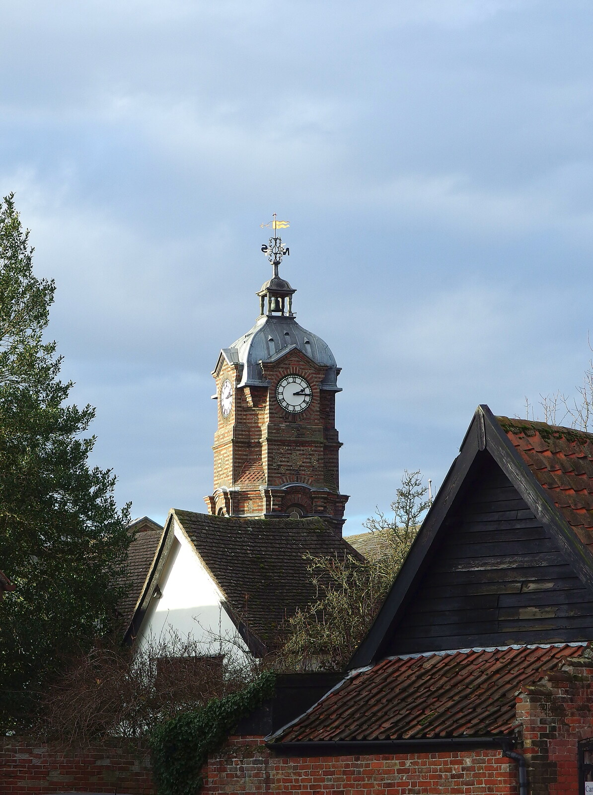 The clock tower of the town hall looms over Eye from Christmas Day and all that, Brome, Suffolk - 25th December 2013