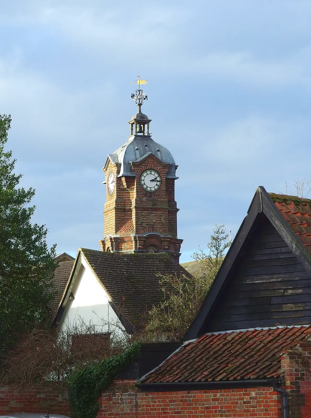 The clock tower of the town hall looms over Eye, from Christmas Day and all that, Brome, Suffolk - 25th December 2013