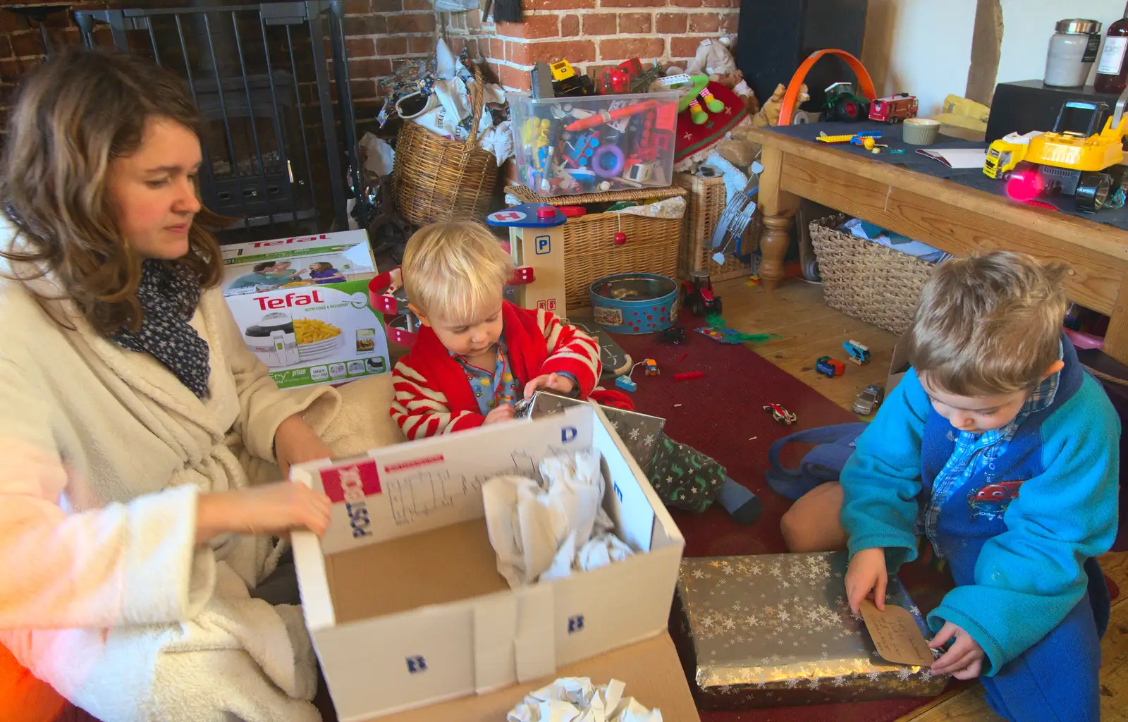 The boys open their presents, from Christmas Day and all that, Brome, Suffolk - 25th December 2013