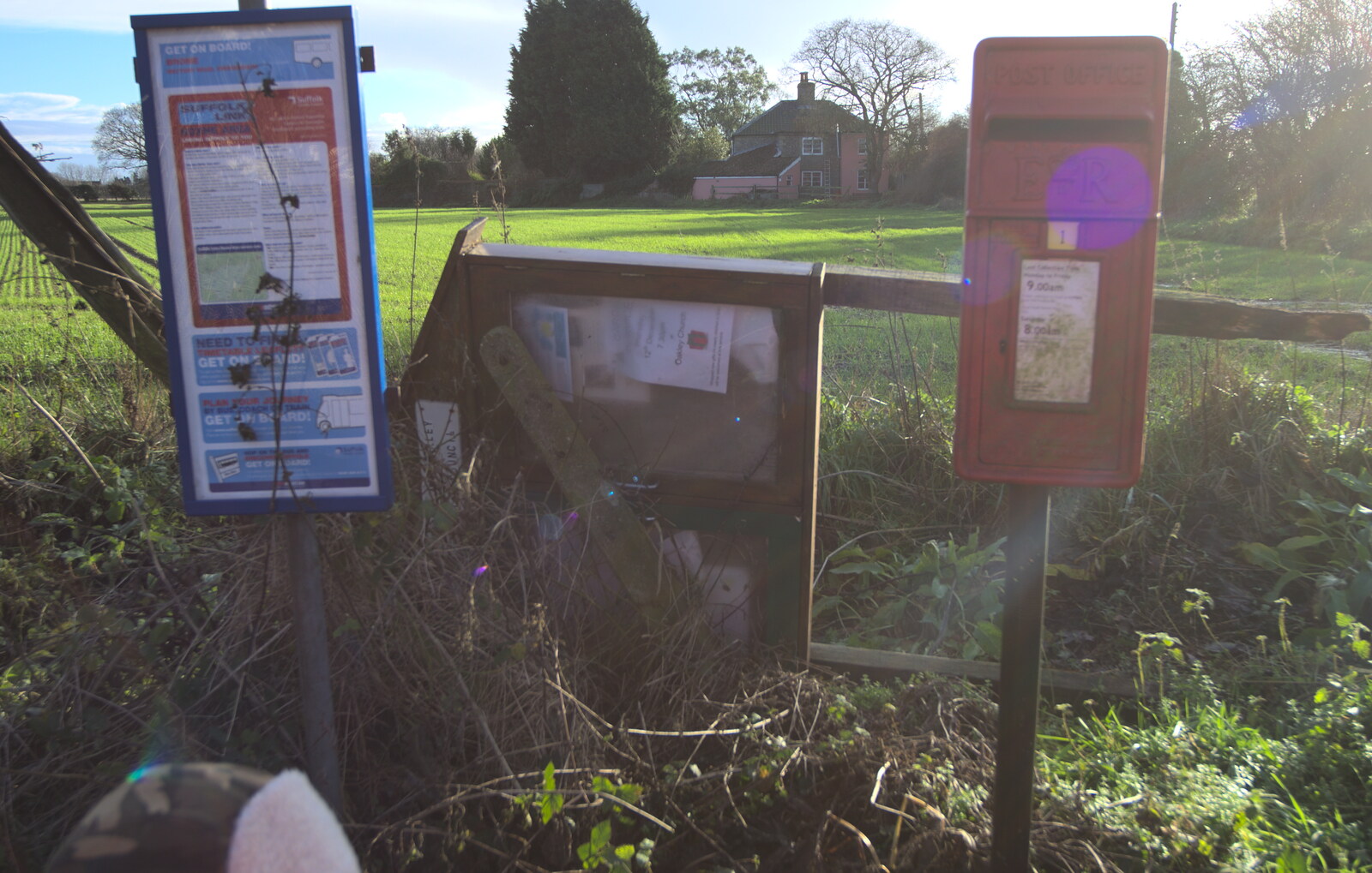 The village noticeboard has fallen over from Christmas Day and all that, Brome, Suffolk - 25th December 2013
