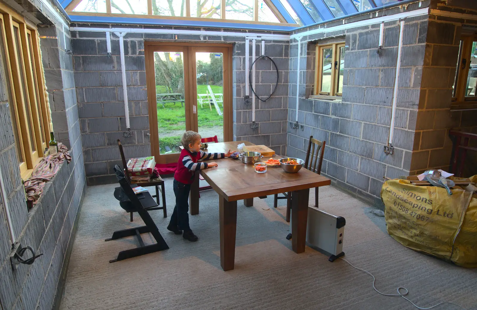 Fred helps lay the table, from Christmas Day and all that, Brome, Suffolk - 25th December 2013