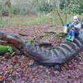 Fred rides the wooden dragon, A Boxing Day Walk, Thornham Estate, Suffolk - 26th December 2013