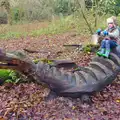 Fred rides the wooden dragon, A Boxing Day Walk, Thornham Estate, Suffolk - 26th December 2013