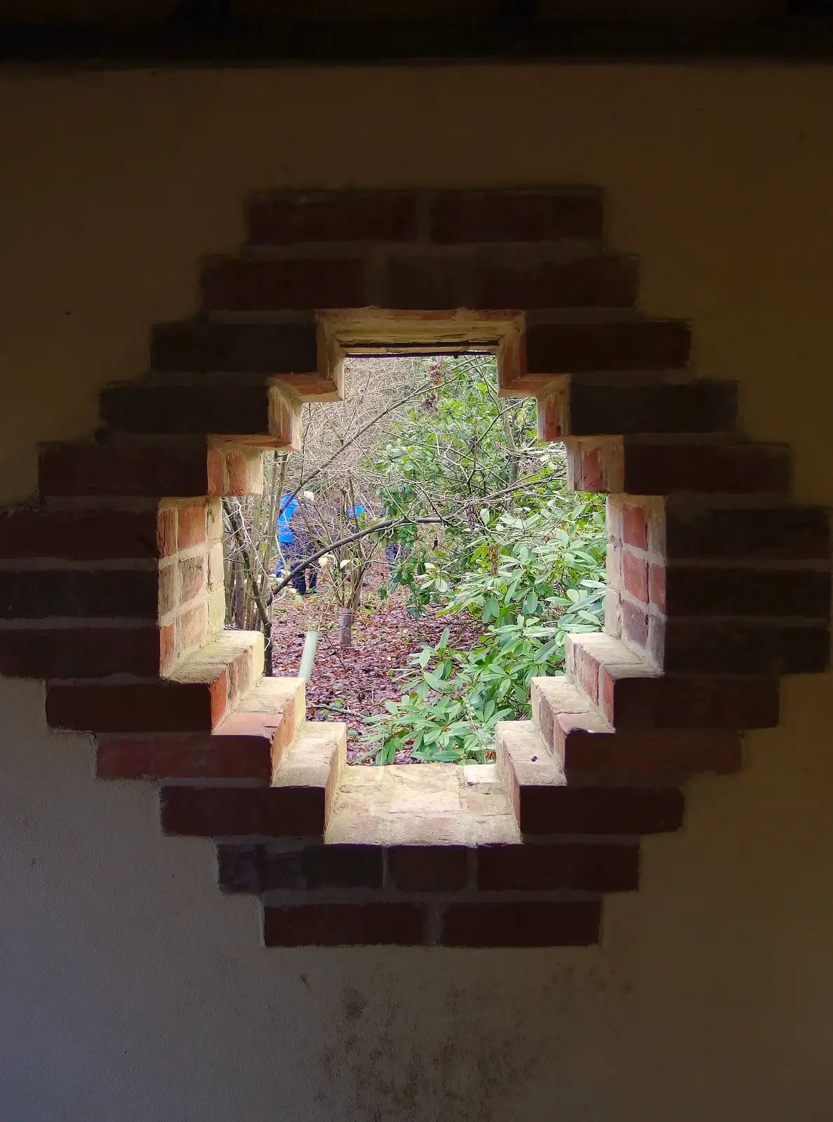 The brick window in the folly, from A Boxing Day Walk, Thornham Estate, Suffolk - 26th December 2013