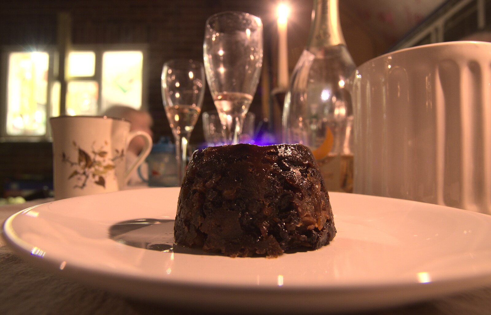 The Christmas pudding is dimly alight from A Boxing Day Walk, Thornham Estate, Suffolk - 26th December 2013