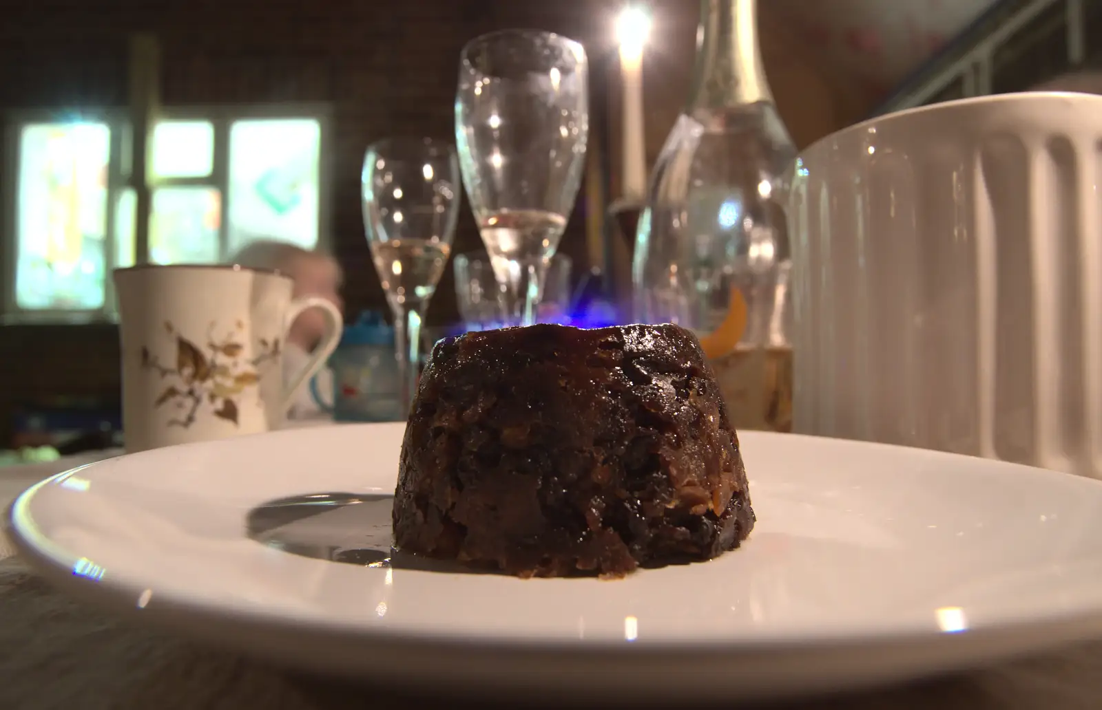 The Christmas pudding is dimly alight, from A Boxing Day Walk, Thornham Estate, Suffolk - 26th December 2013