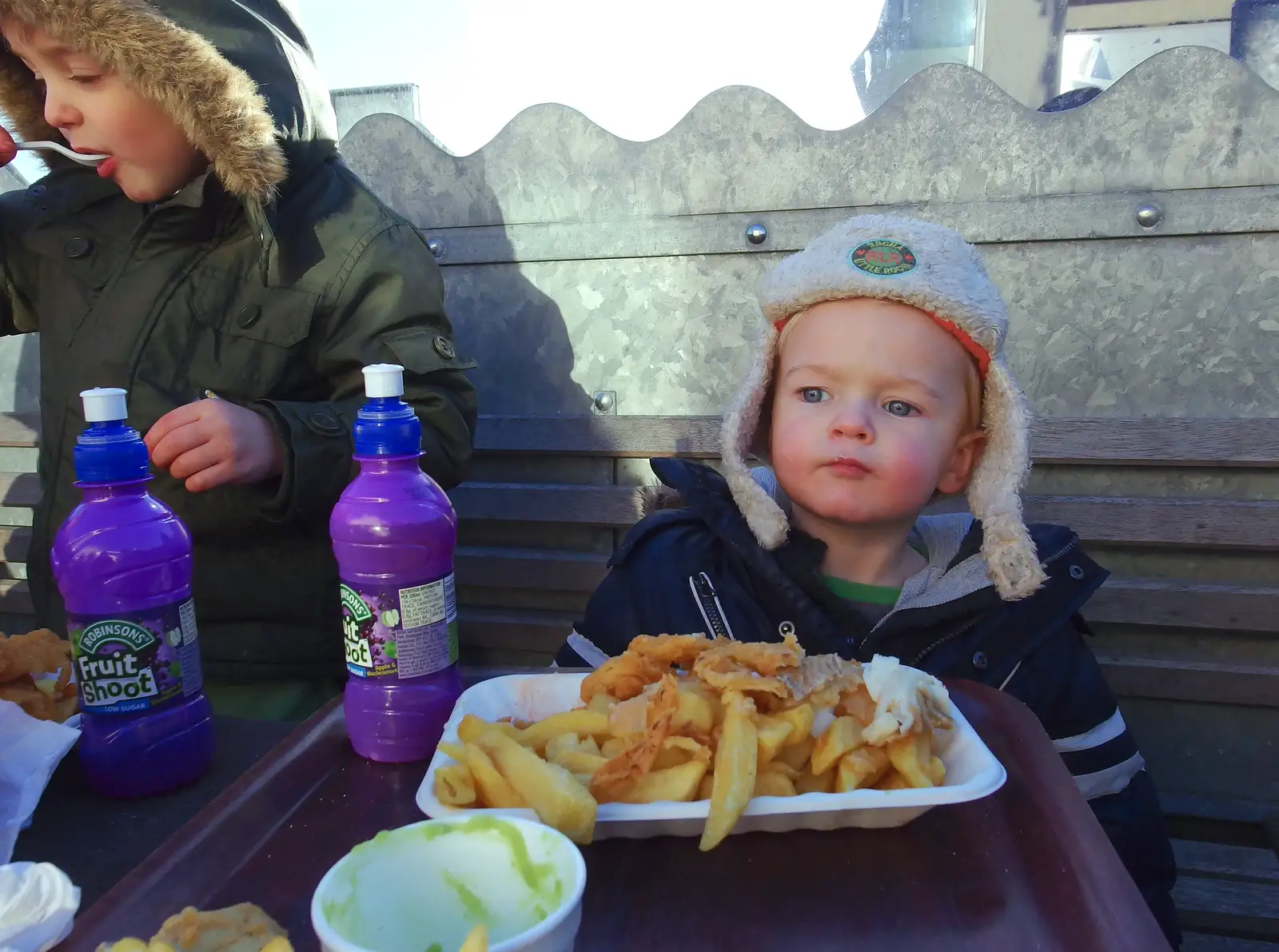 Harry's got some chips, from Post-Christmas Southwold, Suffolk - 29th December 2013