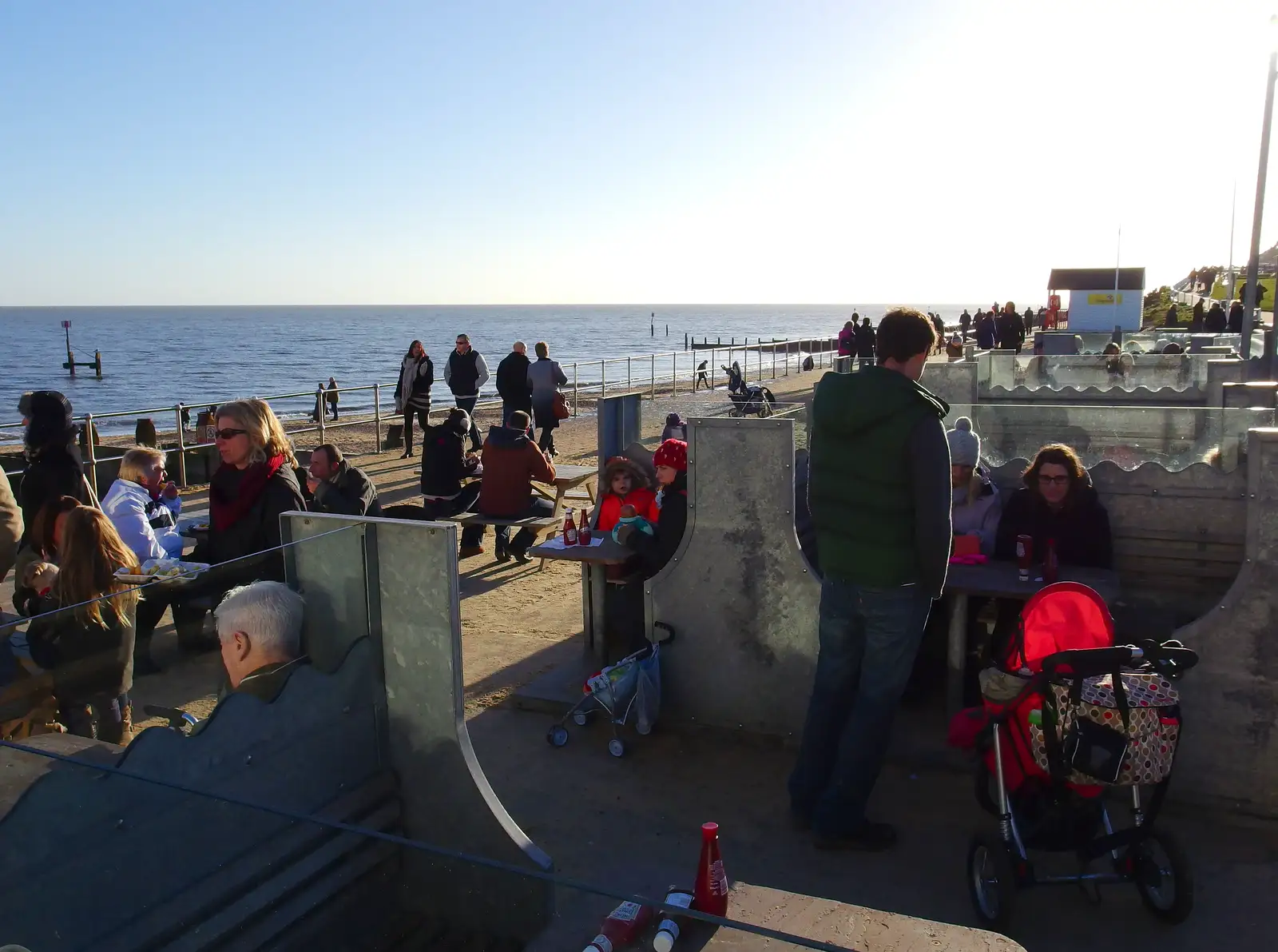 The prom is fairly crowded, from Post-Christmas Southwold, Suffolk - 29th December 2013