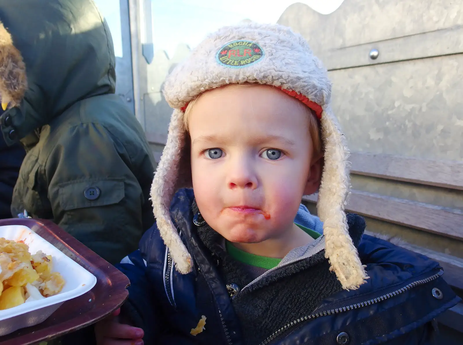 Harry - Ketchup Face - gives a look, from Post-Christmas Southwold, Suffolk - 29th December 2013