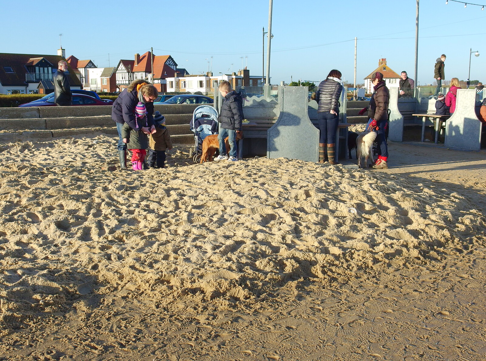 Recent storms have pushed sand onto the prom from Post-Christmas Southwold, Suffolk - 29th December 2013