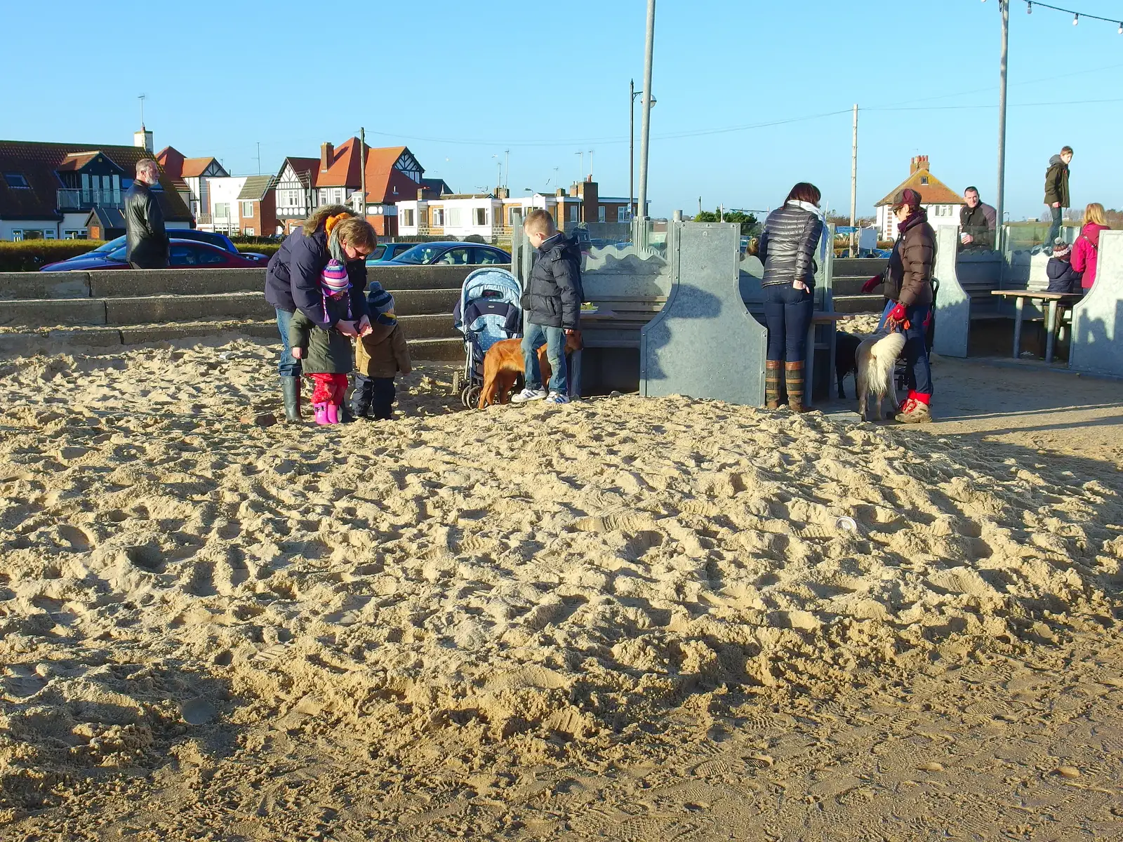 Recent storms have pushed sand onto the prom, from Post-Christmas Southwold, Suffolk - 29th December 2013