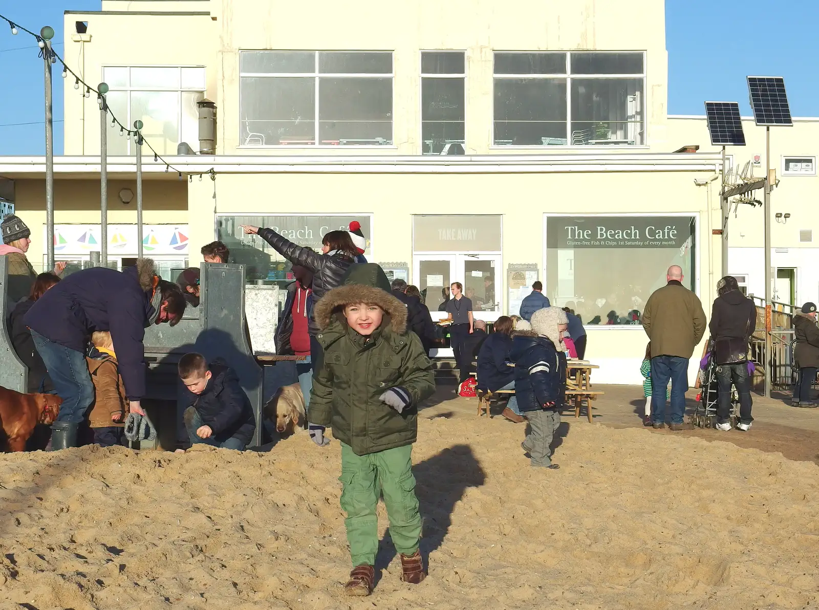 Fred on the sand, from Post-Christmas Southwold, Suffolk - 29th December 2013