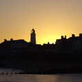 The sun sets behind the lighthouse, Post-Christmas Southwold, Suffolk - 29th December 2013