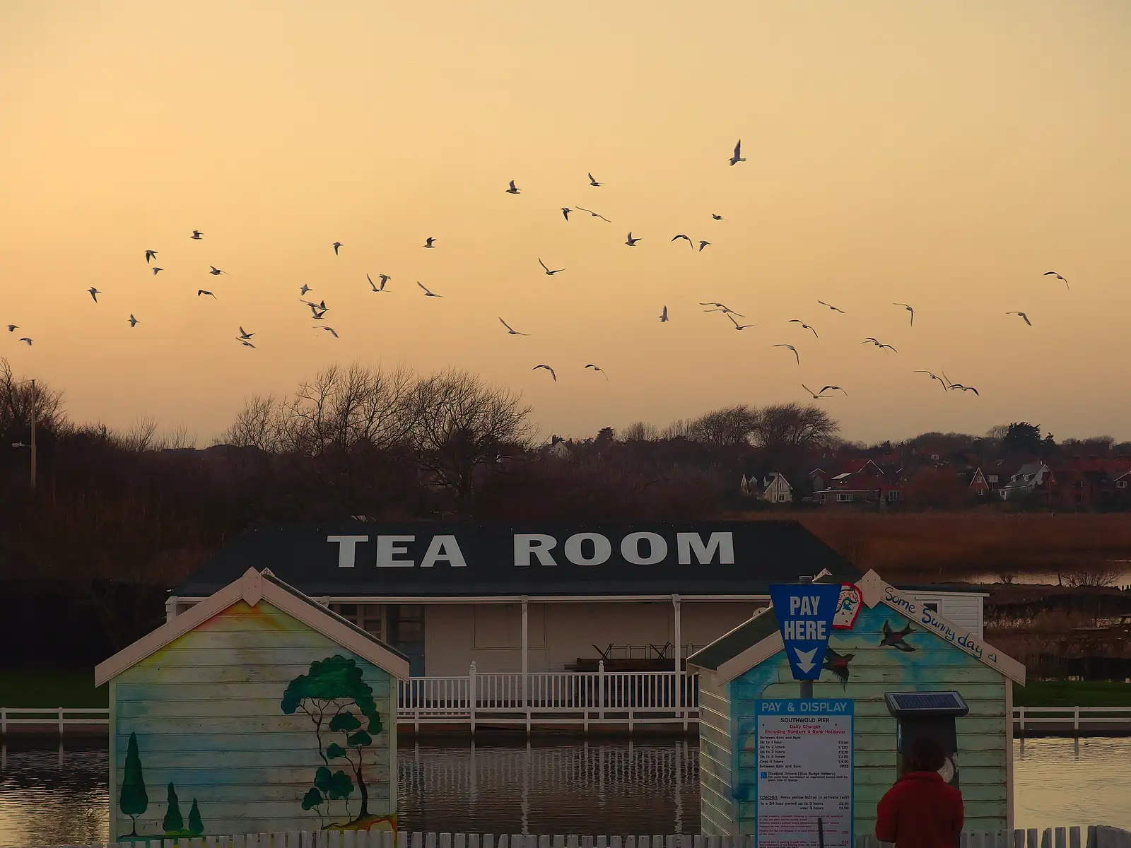 Birds take flight over the Tea Room, from Post-Christmas Southwold, Suffolk - 29th December 2013