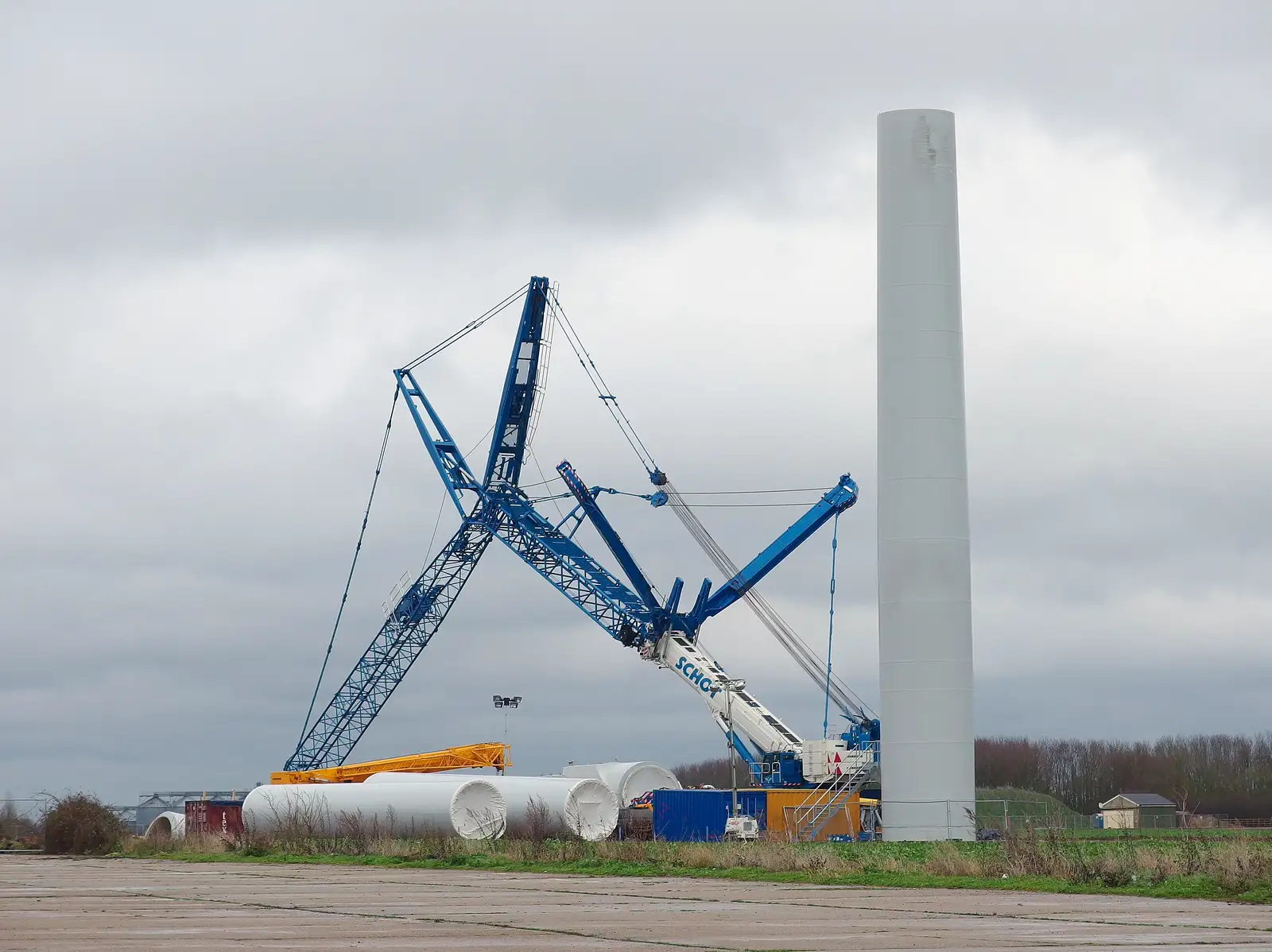 On Eye Airfield, a third wind turbine is constructed, from The BBs Do New Year's Eve at the Barrel, Banham, Norfolk - 31st December 2013