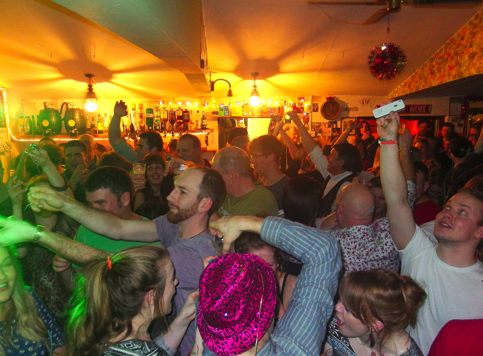 Packed party crowd from The BBs Do New Year's Eve at the Barrel, Banham, Norfolk - 31st December 2013