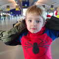 Fred in his Spiderman top at the departure gate, A Trip to Monkstown Farm and Blackrock, County Dublin, Ireland - 2nd January 2014