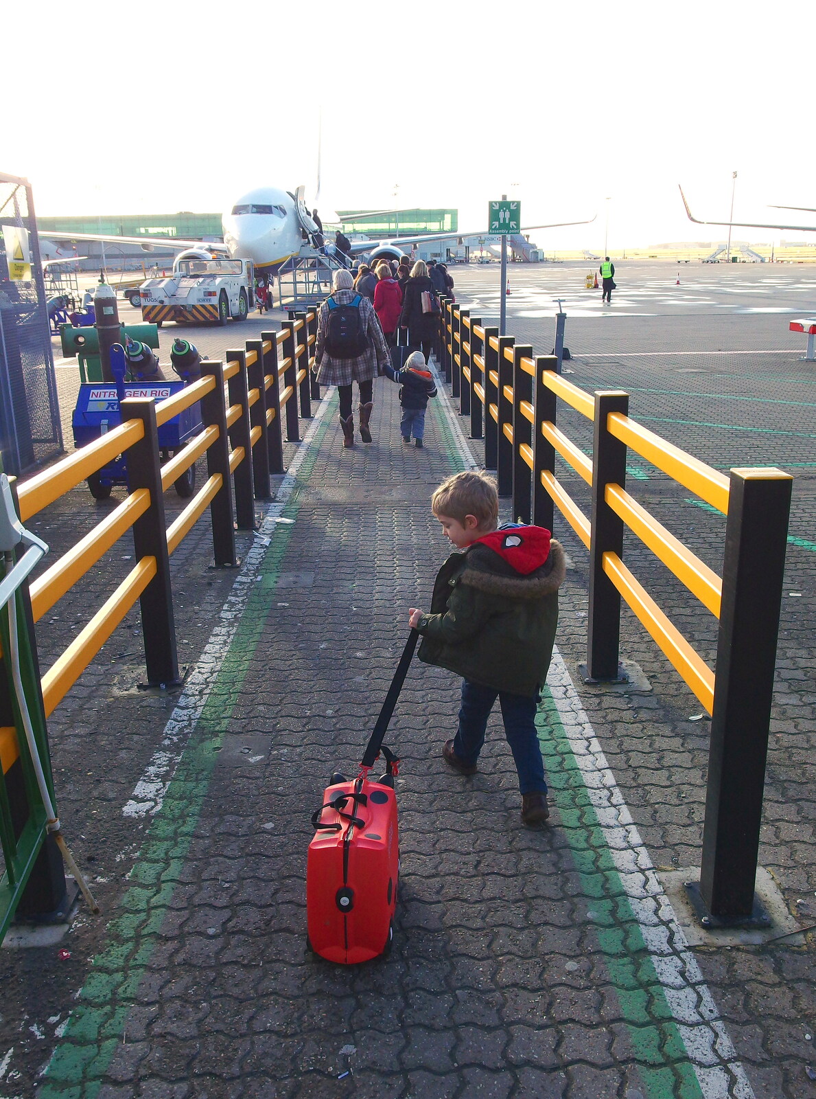 Fred trundles his Trunki up to the plane from A Trip to Monkstown Farm and Blackrock, County Dublin, Ireland - 2nd January 2014