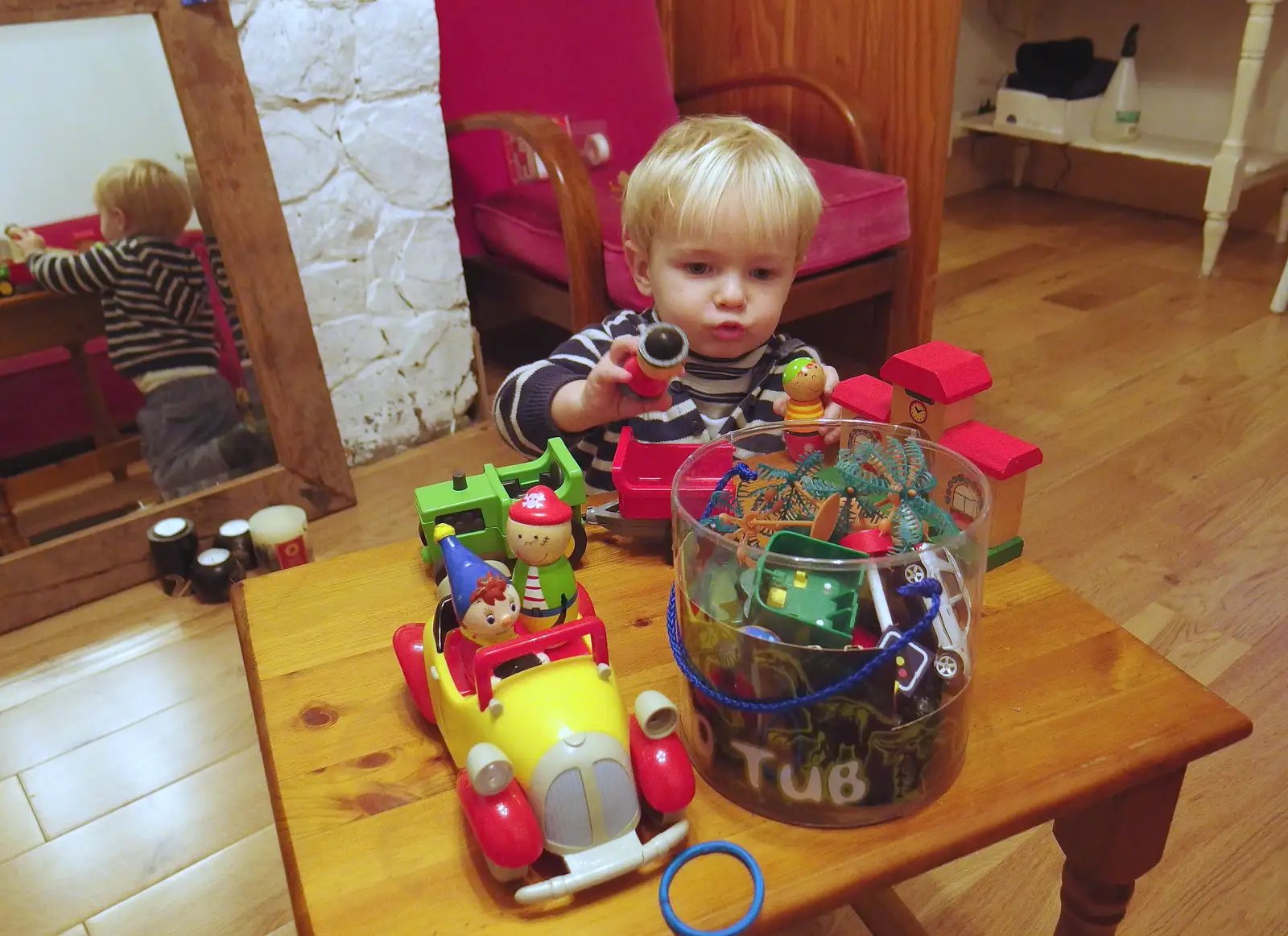 Harry gets stuck in to a load of new toys, from A Trip to Monkstown Farm and Blackrock, County Dublin, Ireland - 2nd January 2014