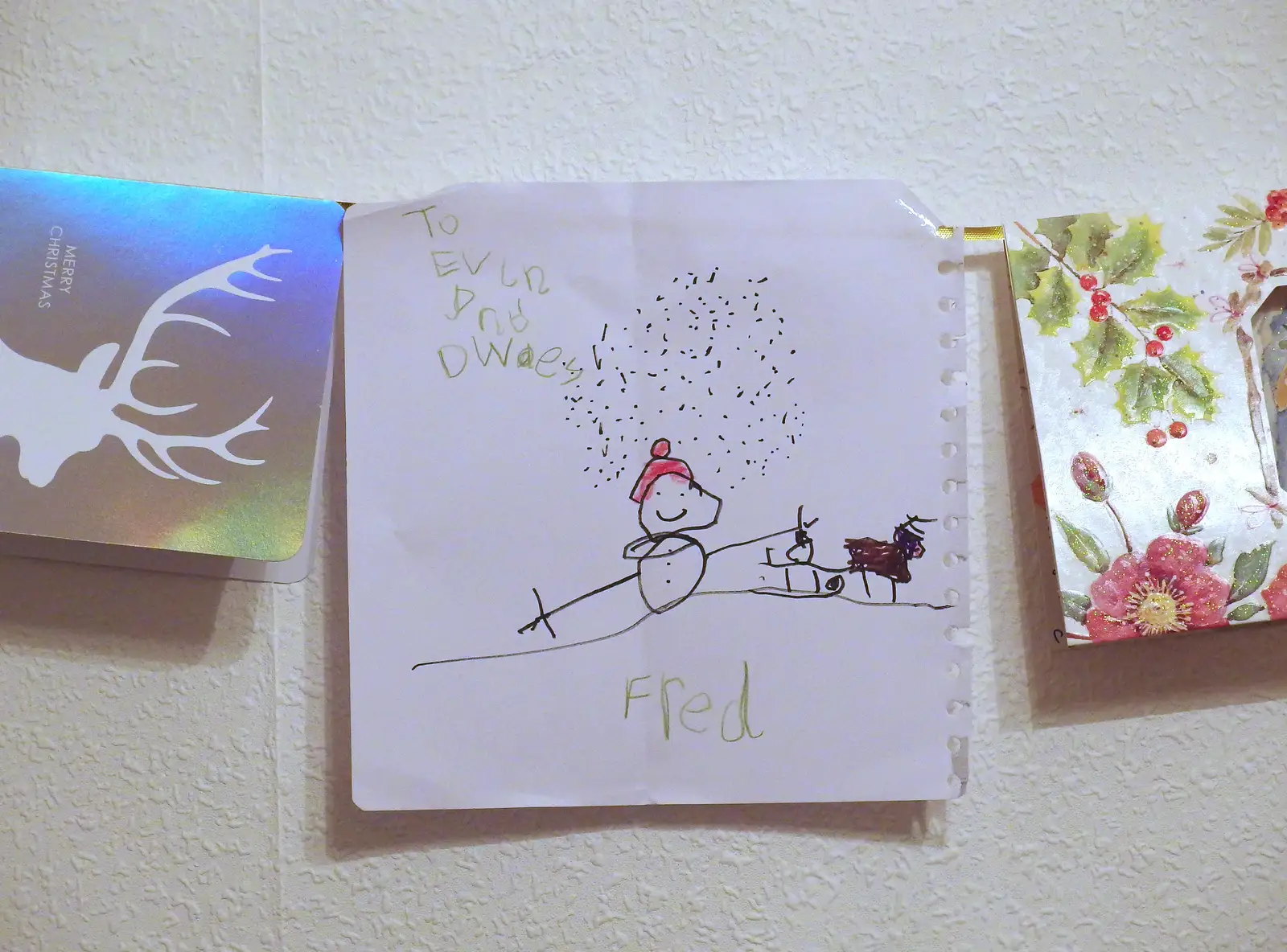 Fred's home-made Christmas card, from A Trip to Monkstown Farm and Blackrock, County Dublin, Ireland - 2nd January 2014