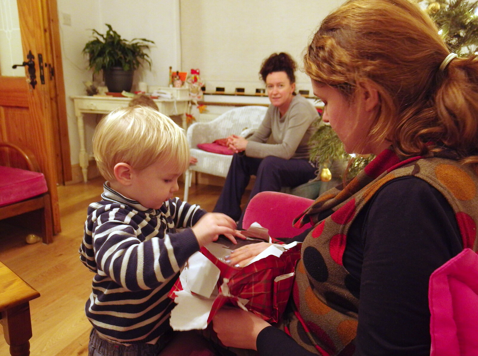 Harry opens a present from A Trip to Monkstown Farm and Blackrock, County Dublin, Ireland - 2nd January 2014