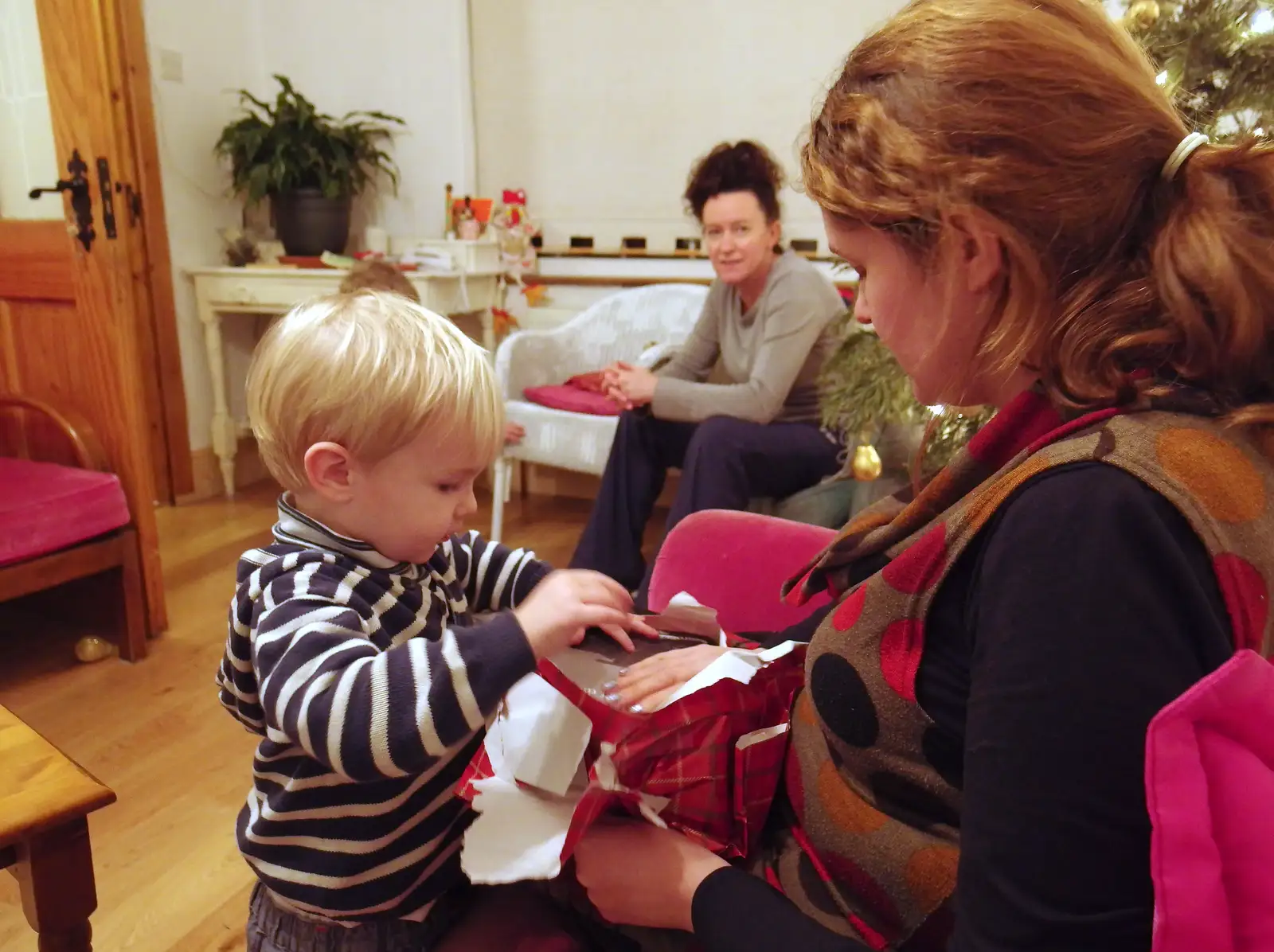 Harry opens a present, from A Trip to Monkstown Farm and Blackrock, County Dublin, Ireland - 2nd January 2014