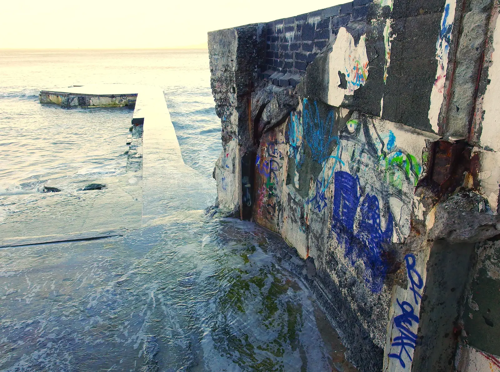 More remains of the lido, from A Trip to Monkstown Farm and Blackrock, County Dublin, Ireland - 2nd January 2014