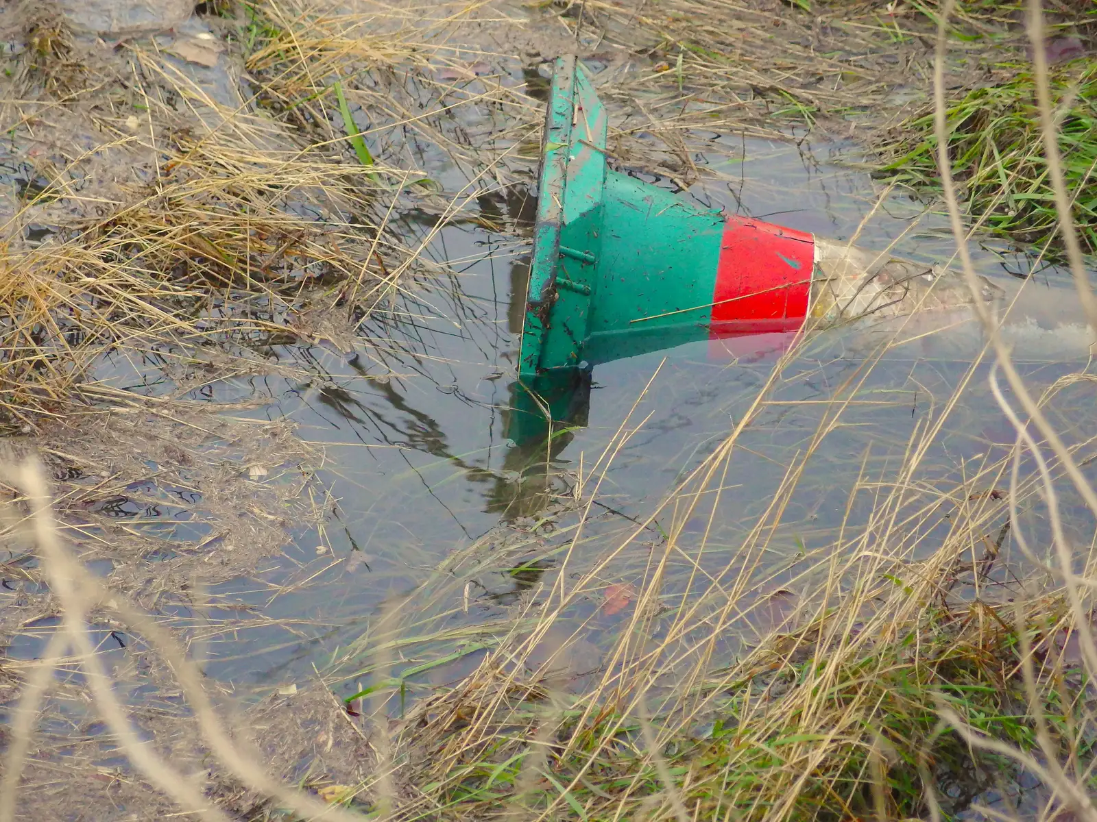 A floating road cone, from A Trip to Monkstown Farm and Blackrock, County Dublin, Ireland - 2nd January 2014