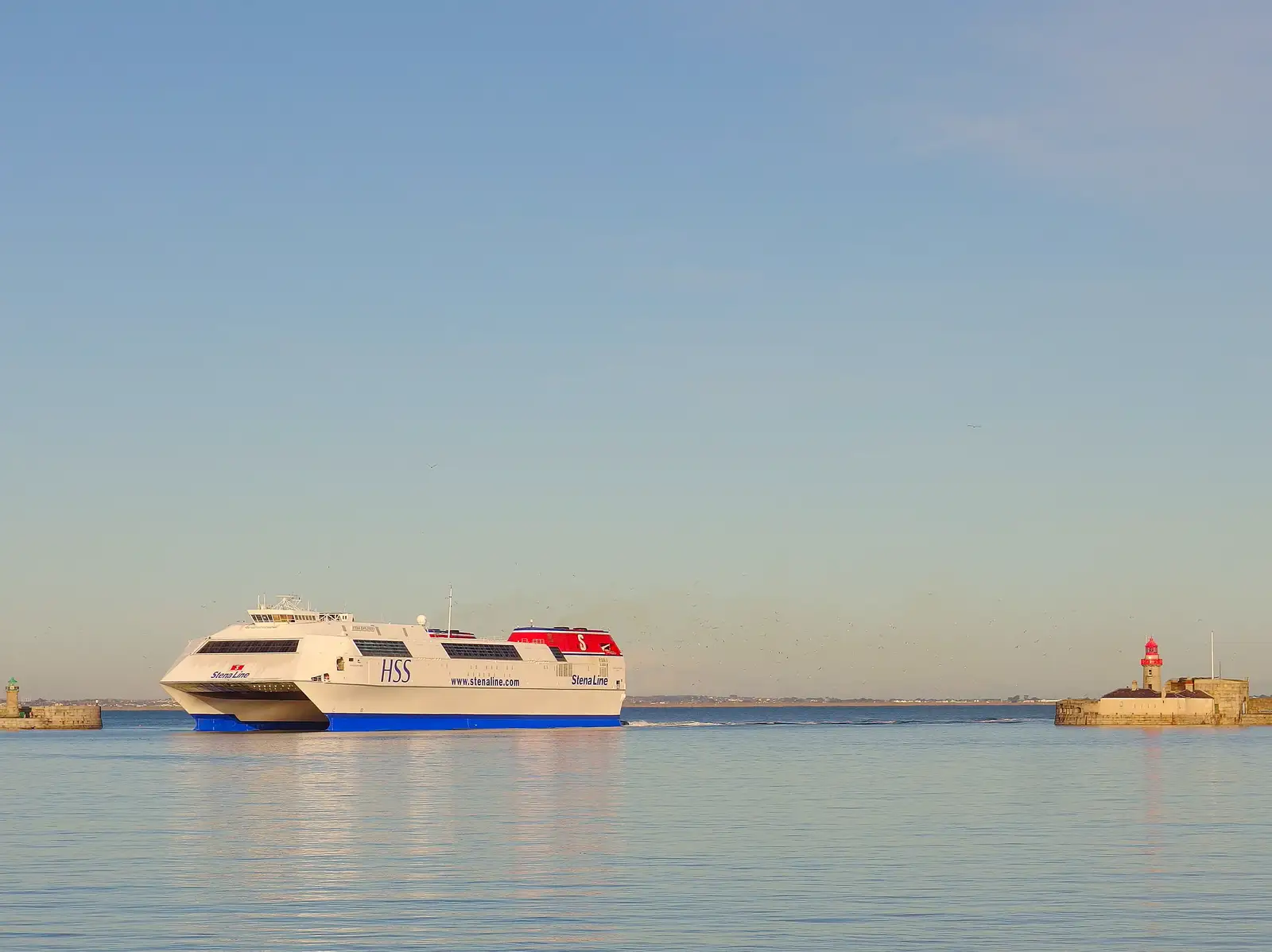 The Stena HSS comes in, from Dun Laoghaire and an Electrical Disaster, Monkstown, County Dublin, Ireland - 4th January 2014