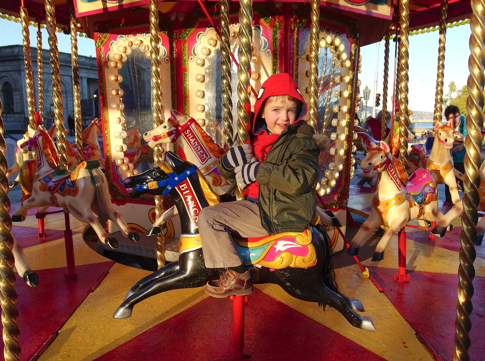 Fred on the mini gallopers from Dun Laoghaire and an Electrical Disaster, Monkstown, County Dublin, Ireland - 4th January 2014