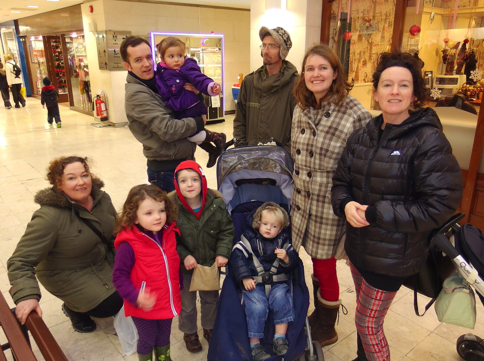 A group photo in the mall from Dun Laoghaire and an Electrical Disaster, Monkstown, County Dublin, Ireland - 4th January 2014