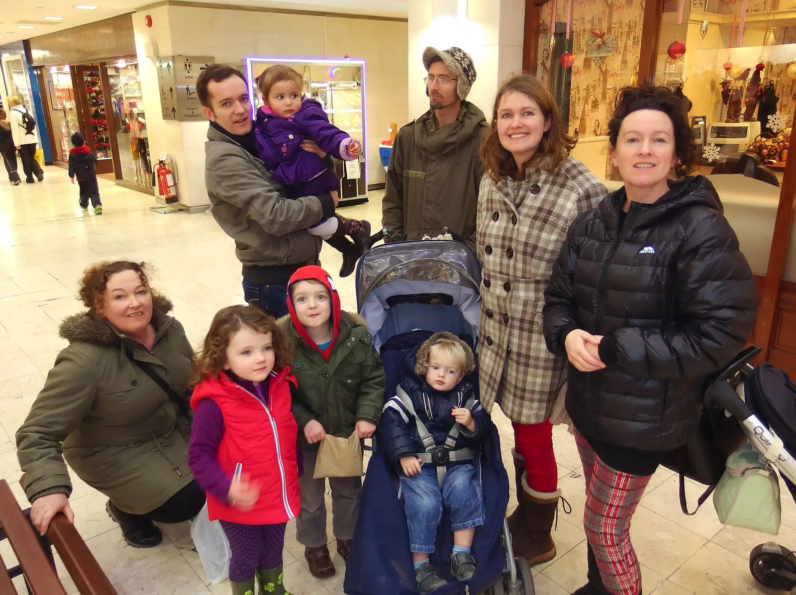 A group photo in the mall, from Dun Laoghaire and an Electrical Disaster, Monkstown, County Dublin, Ireland - 4th January 2014