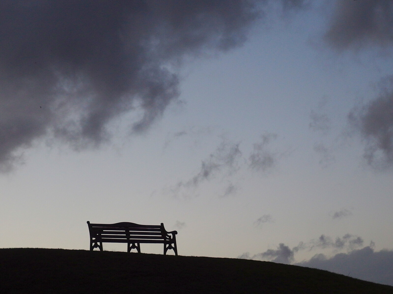 A lonely bench, silhouetted from Dun Laoghaire and an Electrical Disaster, Monkstown, County Dublin, Ireland - 4th January 2014