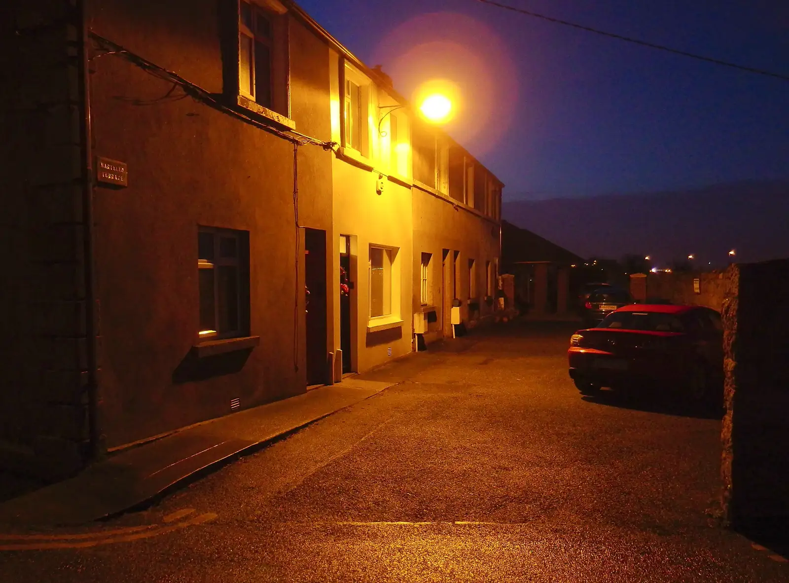 A sodium-lit Martello Terrace, from Dun Laoghaire and an Electrical Disaster, Monkstown, County Dublin, Ireland - 4th January 2014