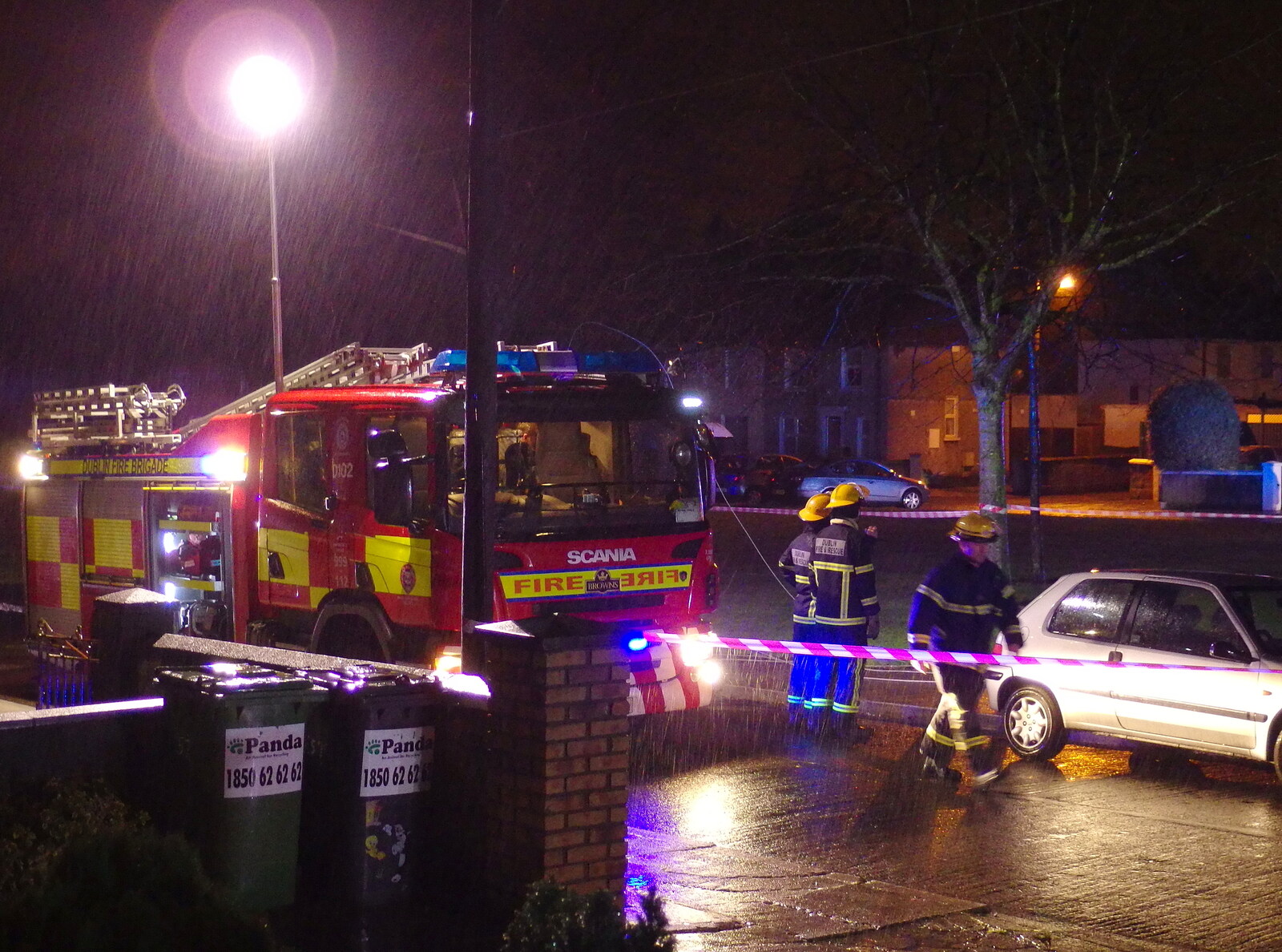One of several fire engines on the scene from Dun Laoghaire and an Electrical Disaster, Monkstown, County Dublin, Ireland - 4th January 2014