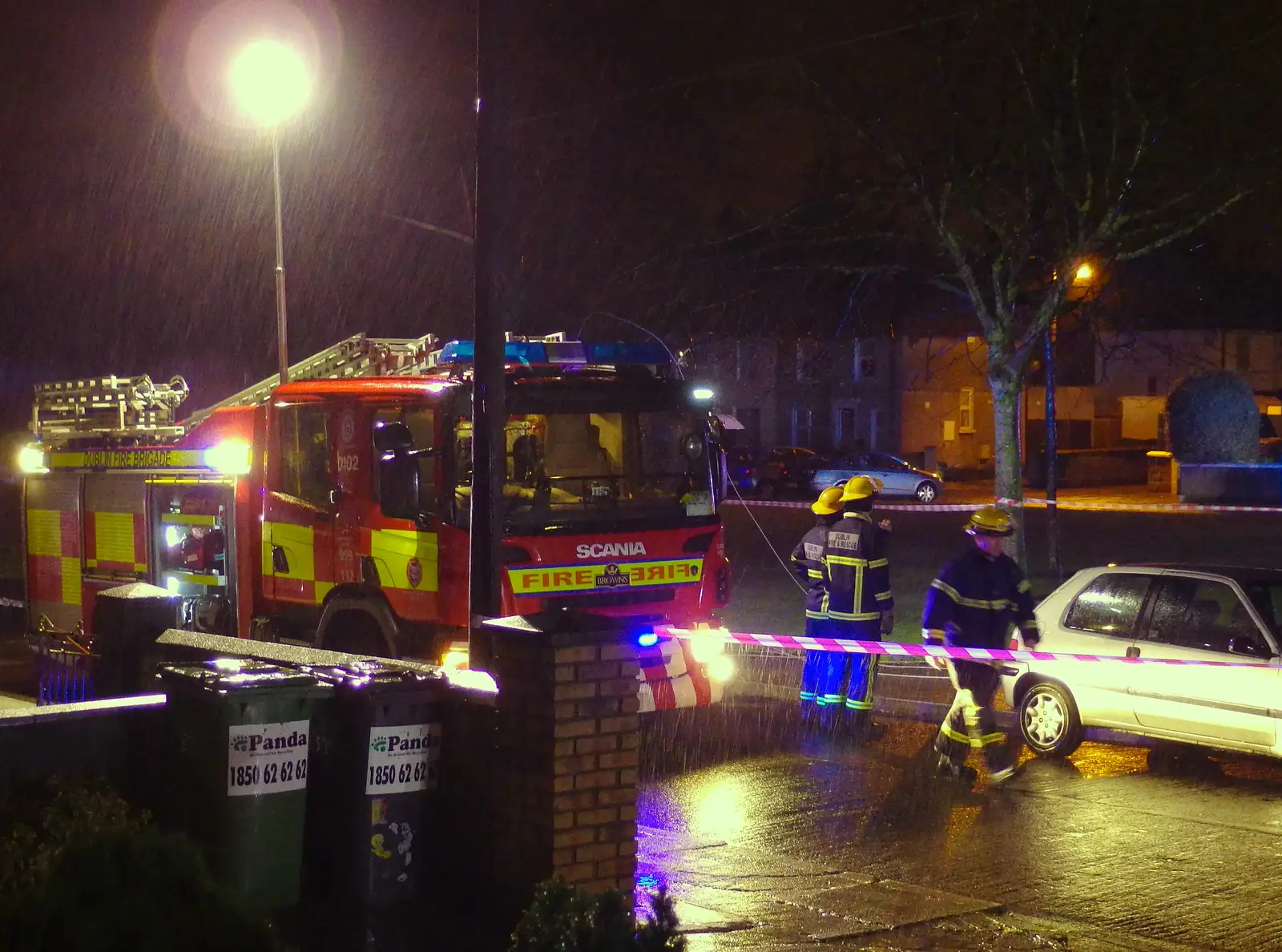 One of several fire engines on the scene, from Dun Laoghaire and an Electrical Disaster, Monkstown, County Dublin, Ireland - 4th January 2014