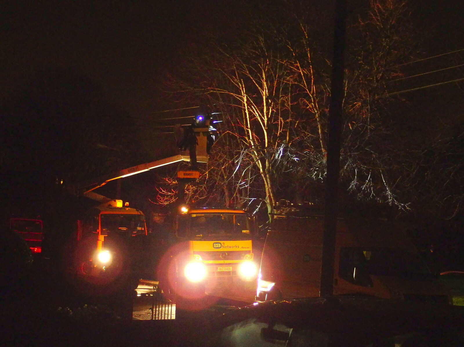 A cherry-picker arrives to cut down the branch from Dun Laoghaire and an Electrical Disaster, Monkstown, County Dublin, Ireland - 4th January 2014